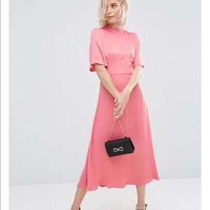 Kimono Sleeve Pink Satin Dress